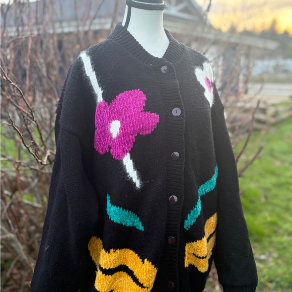 Vintage Mint Julep Oversized Floral Cardigan | Lined | L/XL - Picture 4 of 7